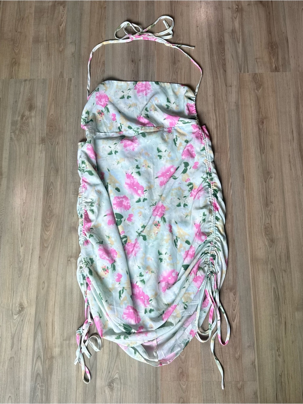 NWT Urban Outfitters SNDYS Cyprus Floral Cinched Mini Dress Mint Green Floral - Picture 3 of 9
